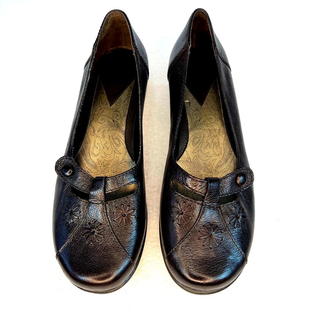 White Mountain "Narcissa" Dk Brown Leather Loafer Mary Jane Flat Women's Size 10